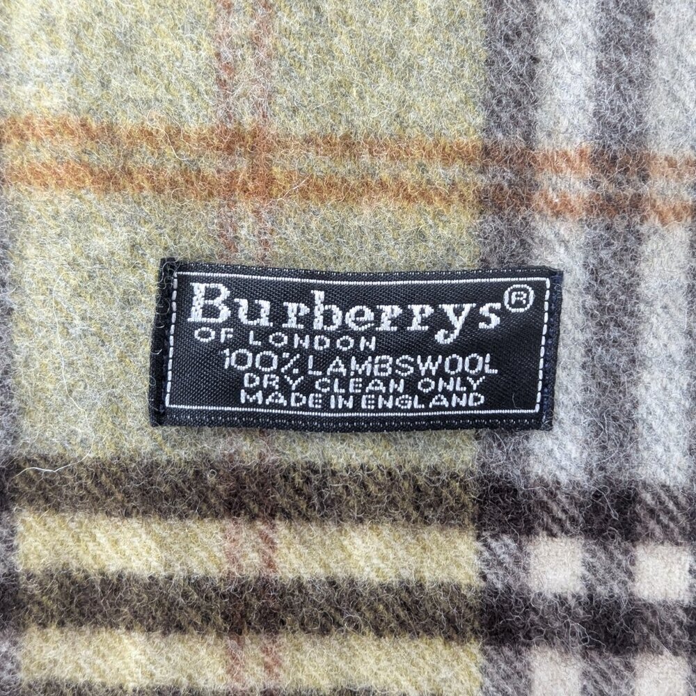 Authentic BURBERRY Lambswool Check Scarf Green Nova Plaid Good Condition - Picture 4 of 7